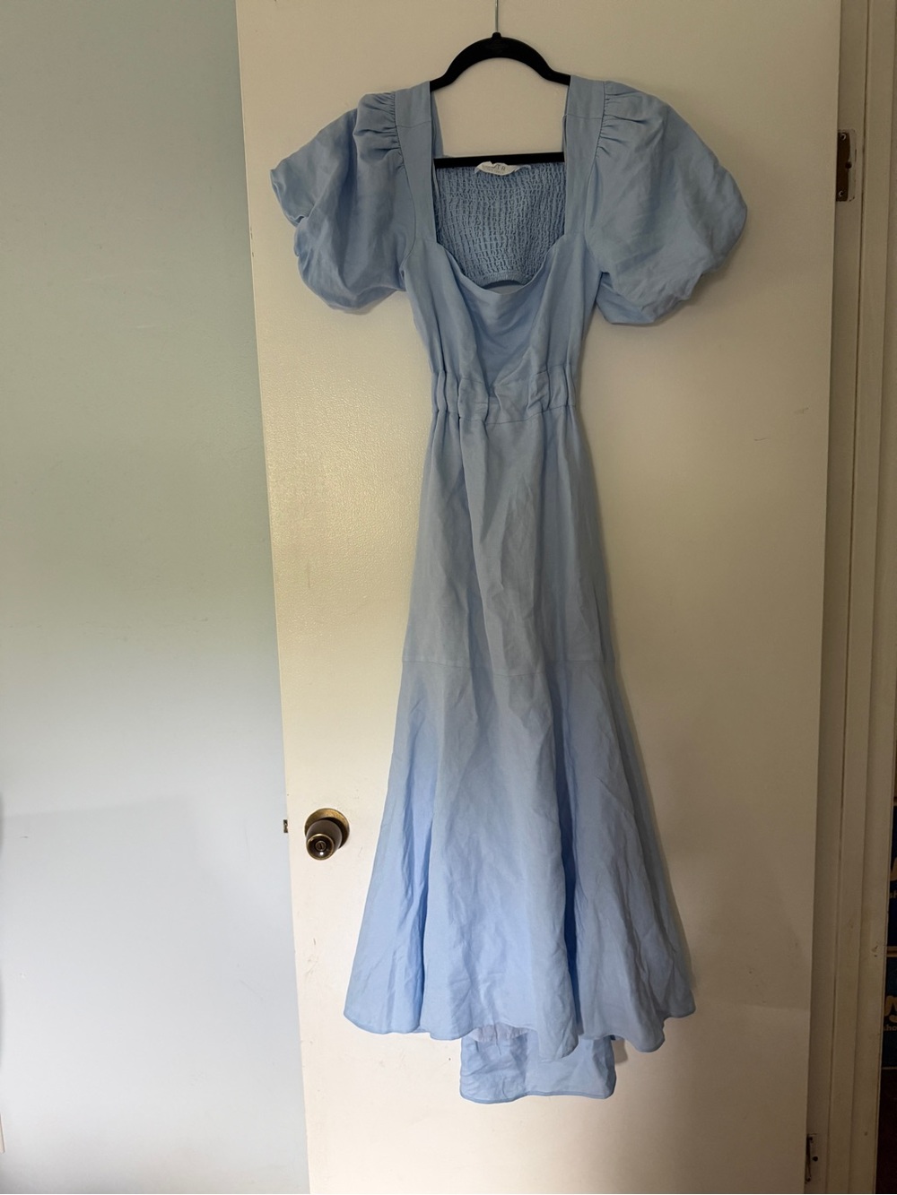 Astr Light Blue Maxi Dress with Puff Sleeves